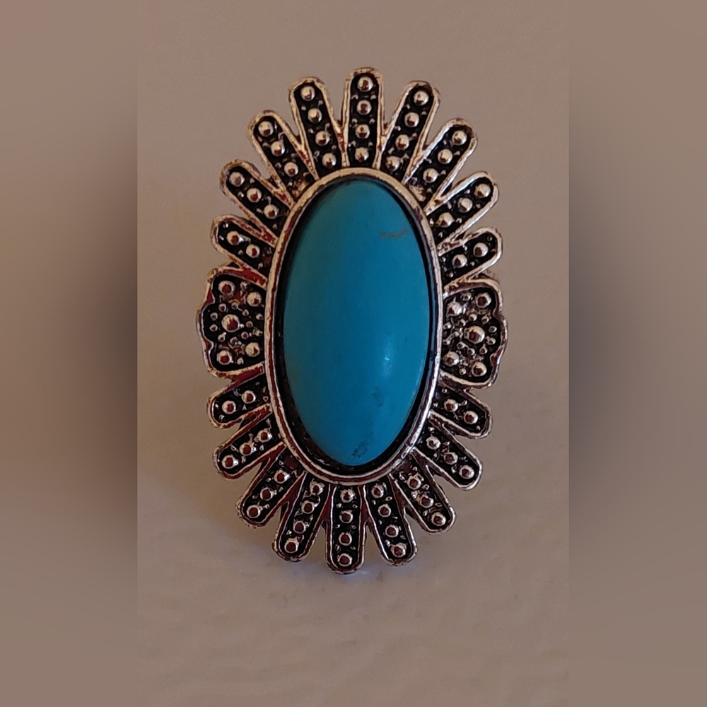 New Silver Turquoise Ring, Ships in 1-2 Business Days